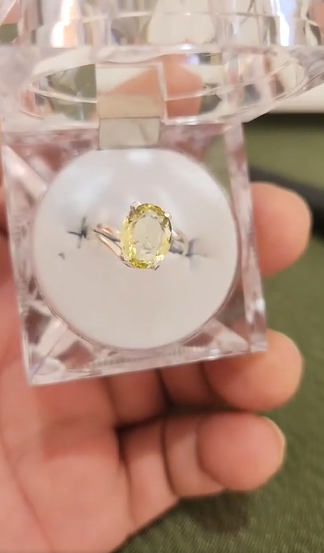 Genuine Premium 950 High-Purity Silver Citrine Ring - Natural Gemstone