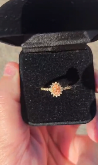 Natural Imperial Topaz & Colorless Topaz Gold-Plated Silver Halo Ring