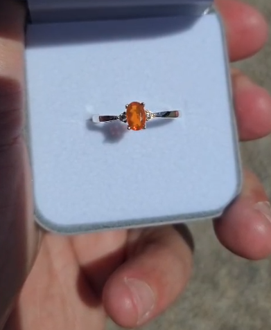 Natural Extra-Grade Fire Opal Ring - Solid 950 Silver