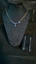 Luxury Deep Blue Sodalite Heart Pendant Necklace & Drop Earrings Set