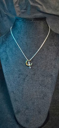 Luxury Two-Tone Crescent Moon & Cat Pendant Necklace in 925 Sterling Silver