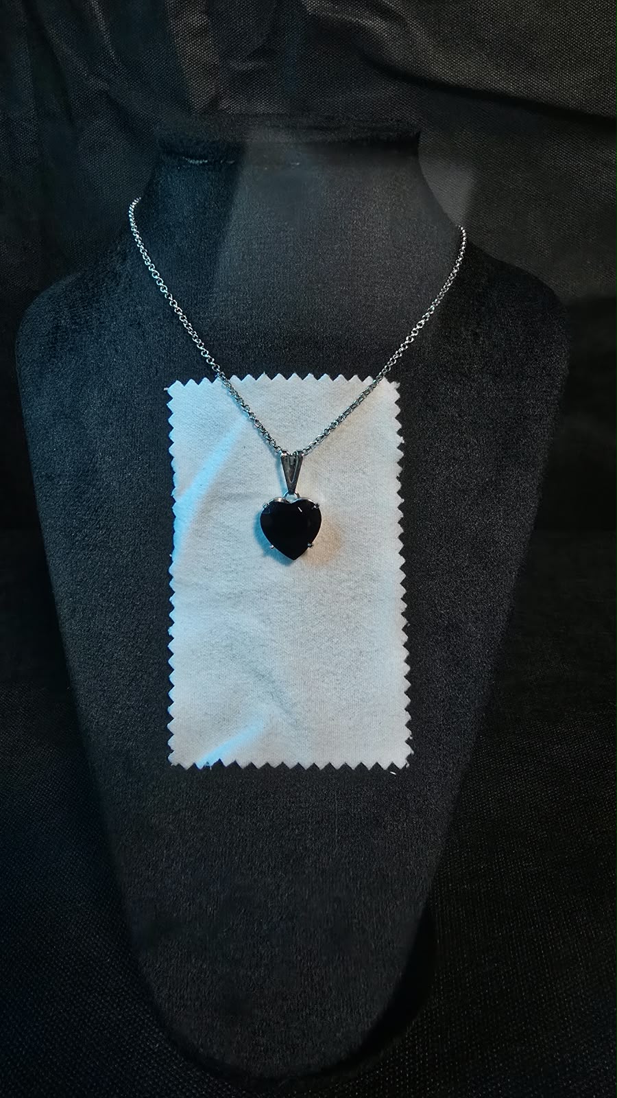 Luxury Genuine Black Onyx Heart Pendant Necklace in 925 Sterling Silver
