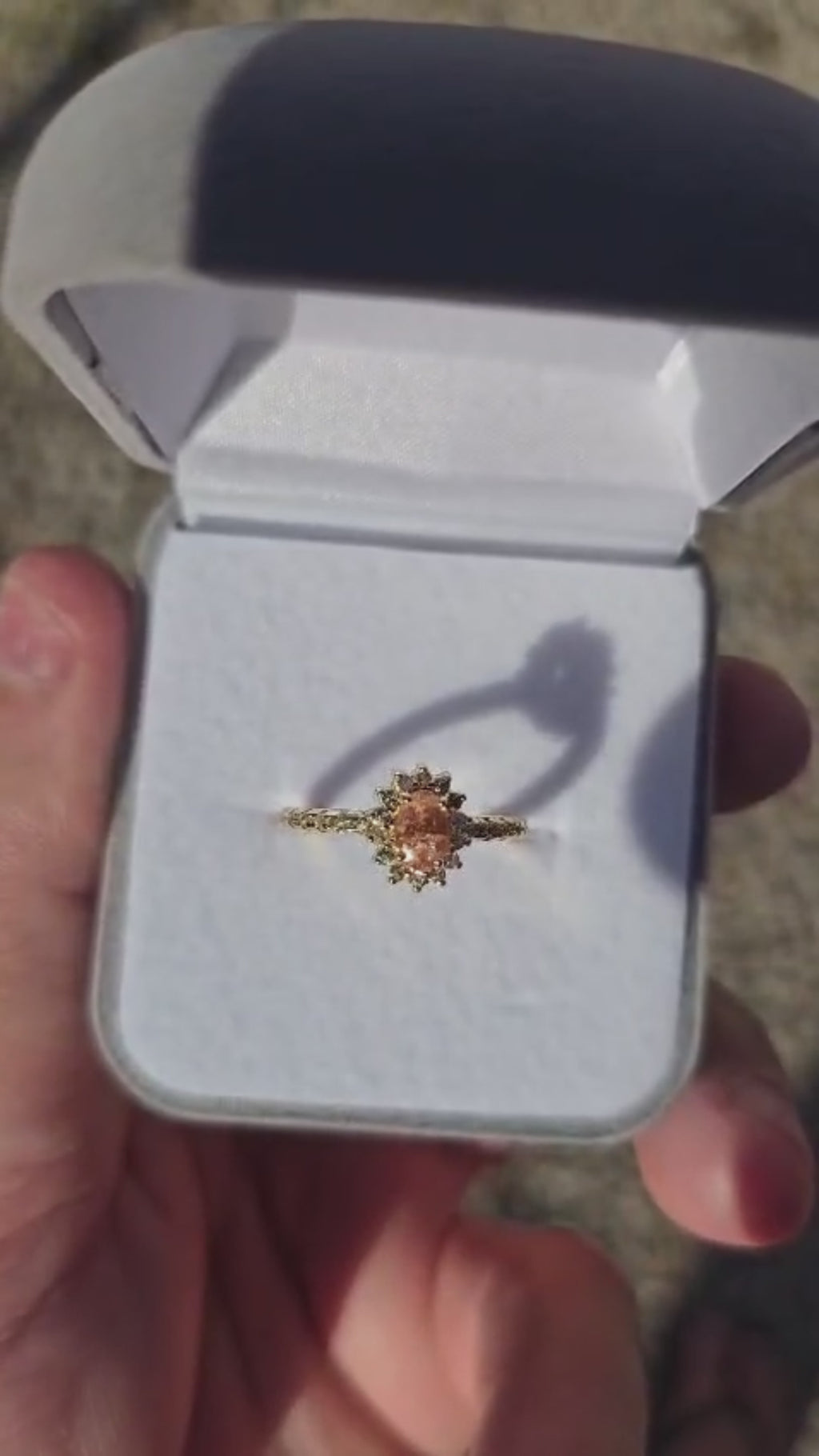 Natural Imperial Topaz & Colorless Topaz Gold-Plated Silver Halo Ring