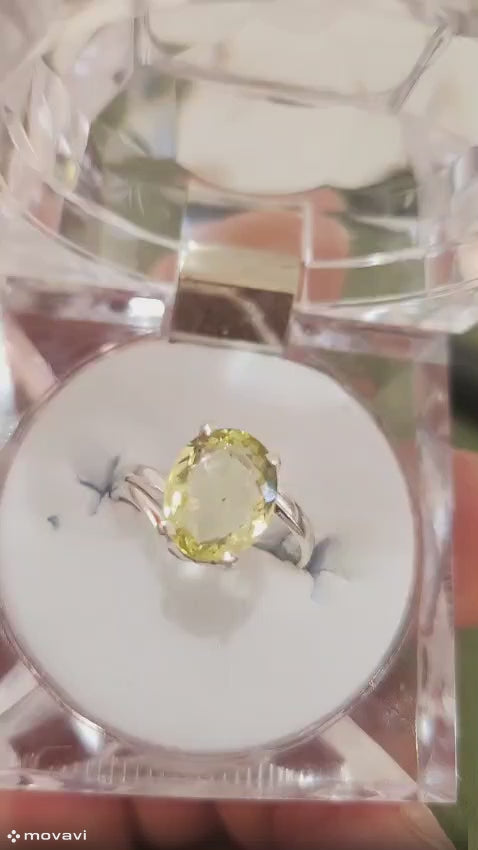 Genuine Premium 950 High-Purity Silver Citrine Ring - Natural Gemstone