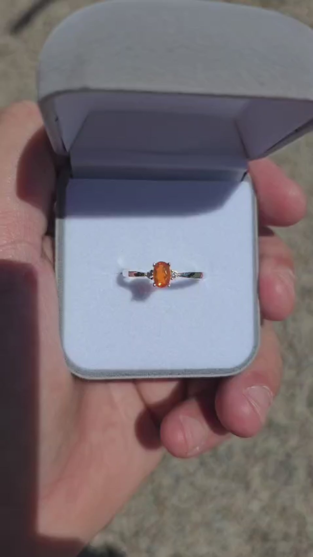 Natural Extra-Grade Fire Opal Ring - Solid 950 Silver