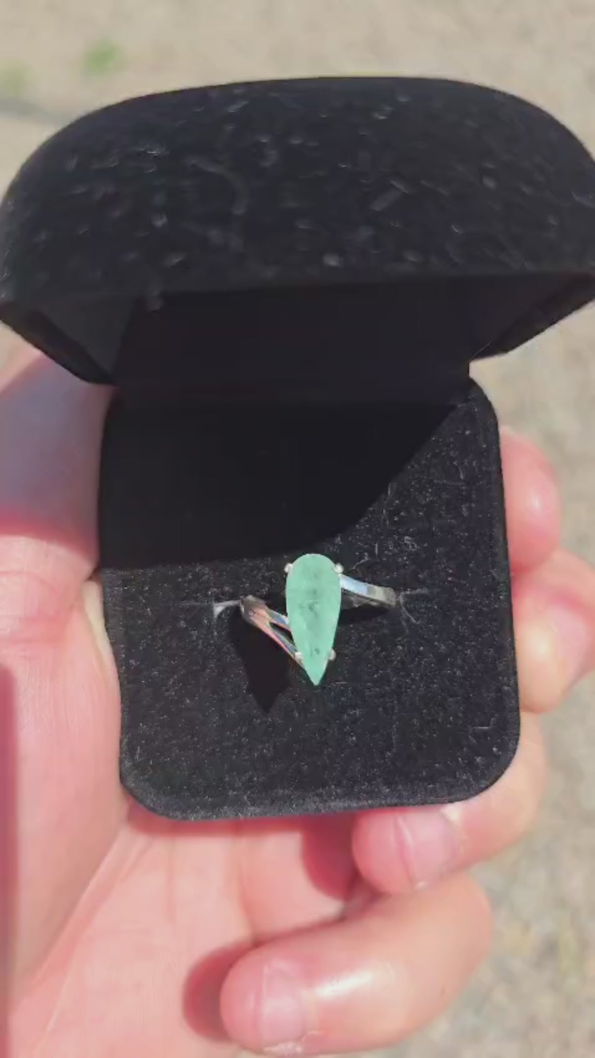 Natural Emerald Bypass Ring - Solid 950 Silver