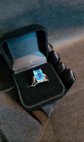 Genuine Premium 950 High-Purity Silver Rectangular Topaz Ring - Radiant Solitaire