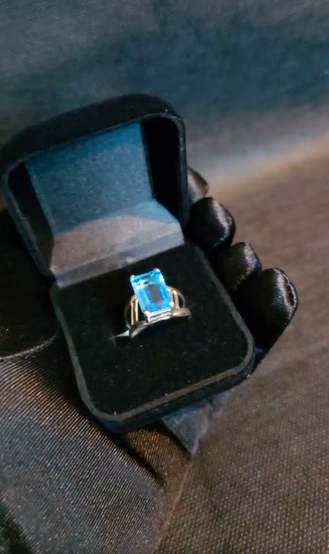 Genuine Premium 950 High-Purity Silver Rectangular Topaz Ring - Radiant Solitaire